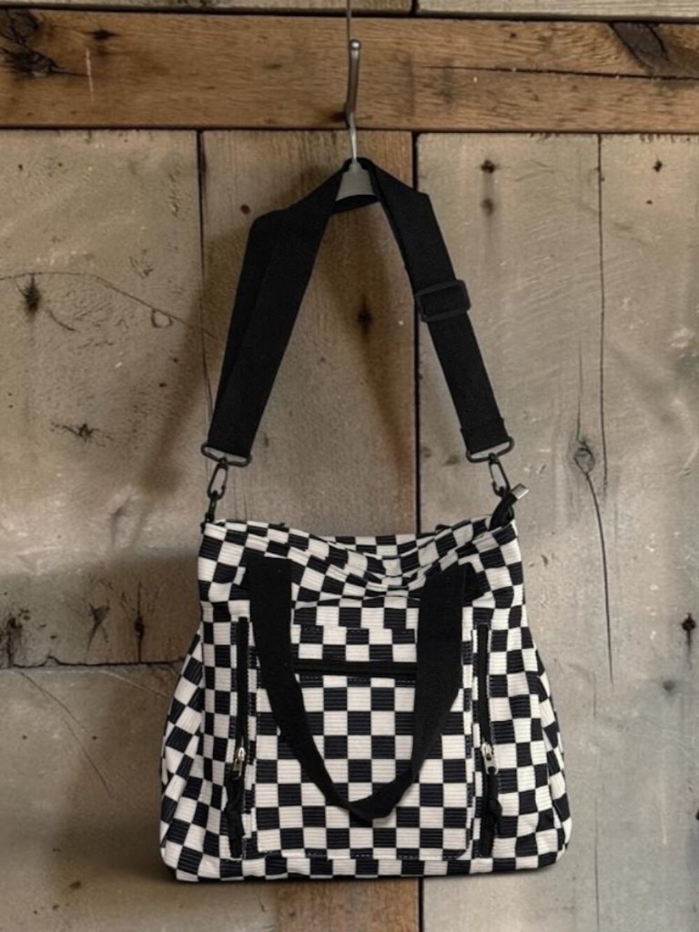 Corduroy Checkerboard Tote Bag